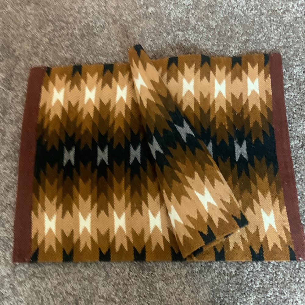 Hand Crafted Brown and Cream Geometric Tapestry